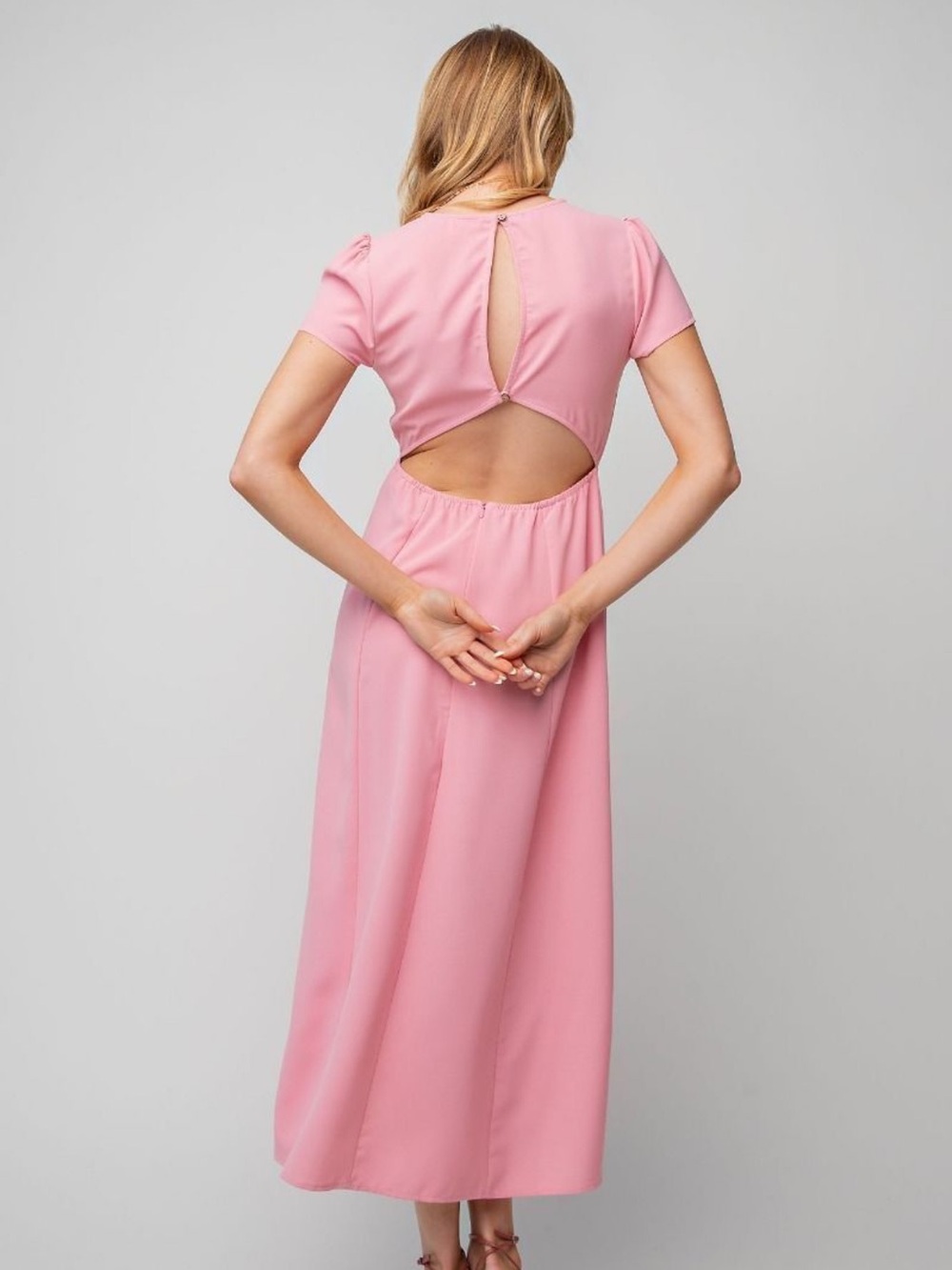 easel Pink Midi Dress with Side Slit - Picture 4 of 5